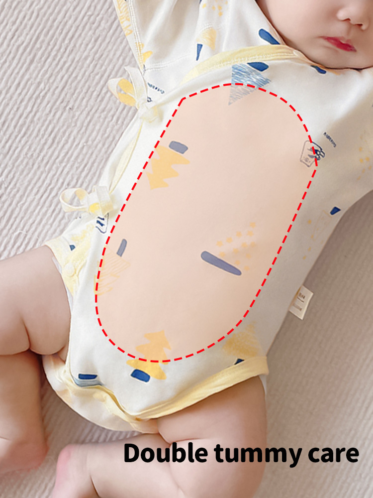 newborn baby longsleeved fart clothes round neck cartoon crawling clothes spring and summer windproof infant triangle romper