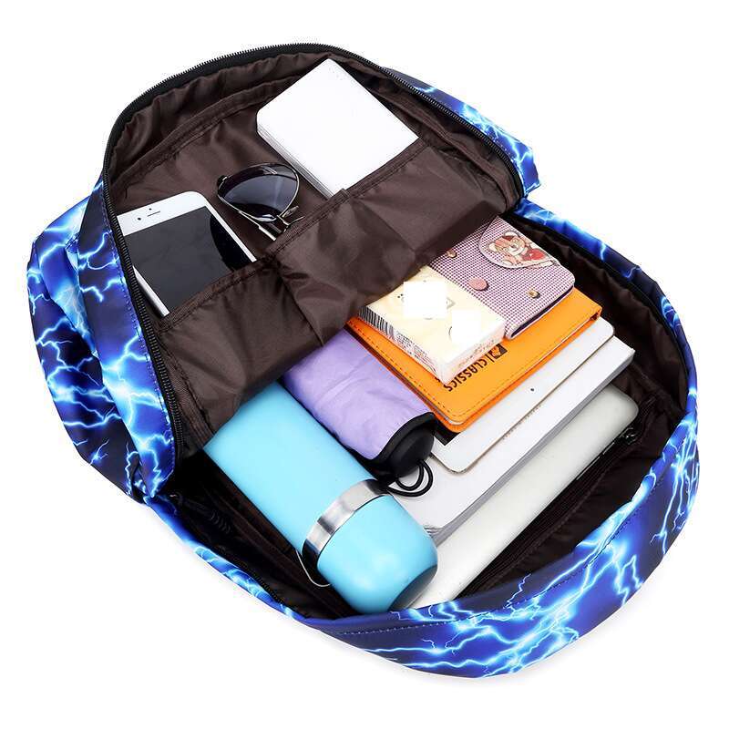 Middle School Canvas Men's And Women's Travel Printed Backpack Starry Lighing Student Bag