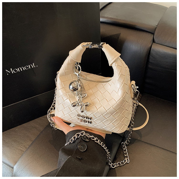 Luxury Brand Designer Bag Korean Style Woven Handbag For Women 2025 Spring Summer New Light Luxury Niche Chain Crossbody Shoulder Bag Crescent Bag