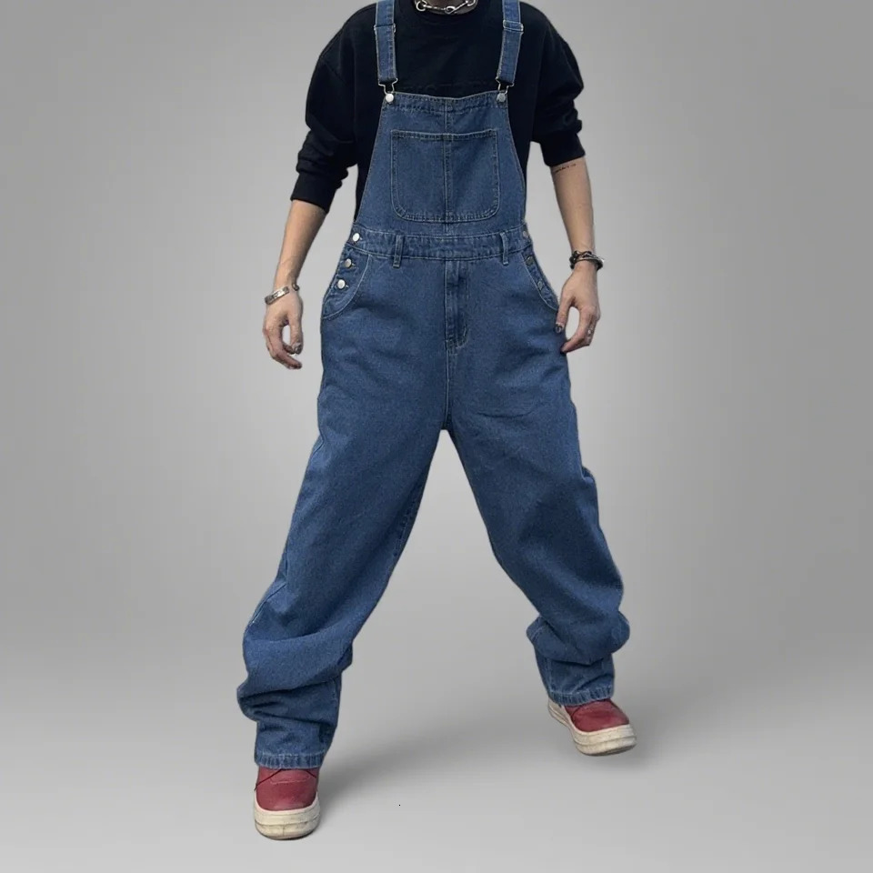Overalls for Men Denim Suspenders Simple Baggy Jeans Mens Street Casual Solid Mid Waist Loose Washed Jumpsuits Length Tracksuit 250725