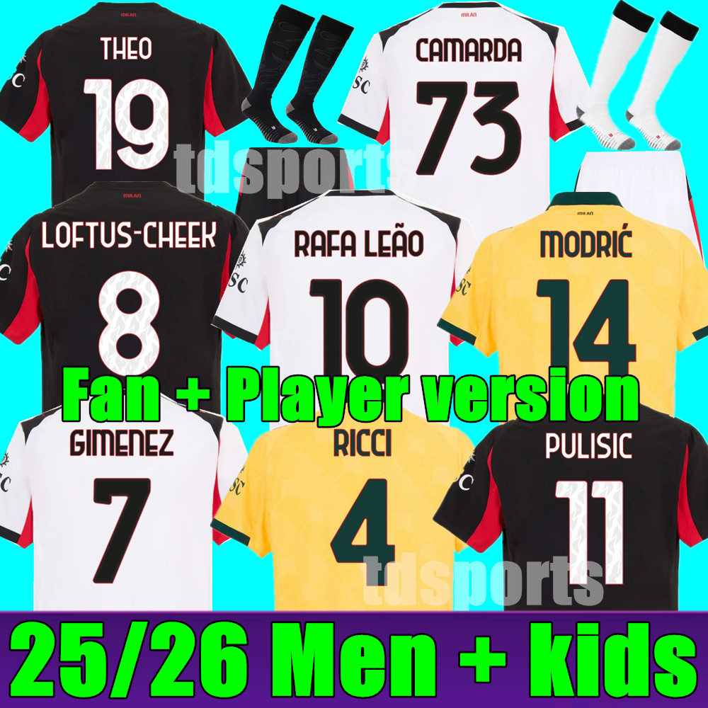 25 26 Black white Milan morata Jerseys 2025 2026 home away THEO PULISIC REIJNDERS ROMAGNOLI RAFA LEAO Football shirts ac uniform fans 125th BONDO JOAO FELIK GIMENEZ