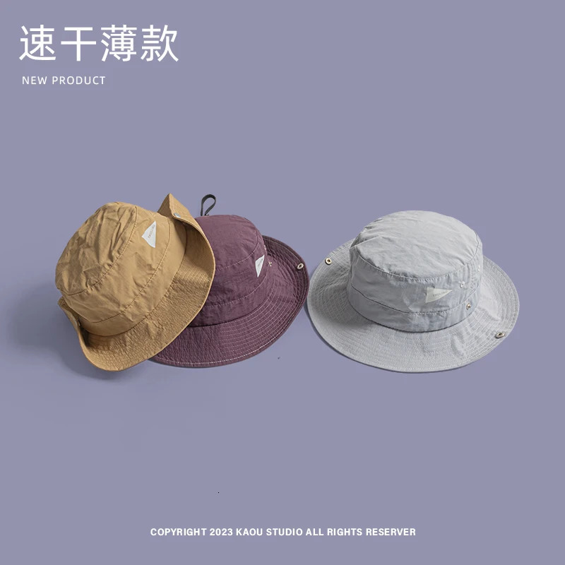Summer Outdoor Sunscreen Quick-drying Mens Caps Lightweight Breathable UV Protection Hiking Strap Bucket Hats for Women 250724