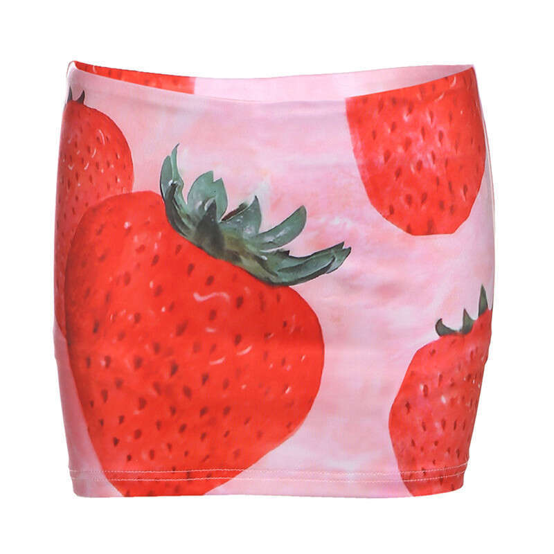 Summer New Women's Fruit Pattern Vacation Hawaii Beach 3D Print Short Skirt 353