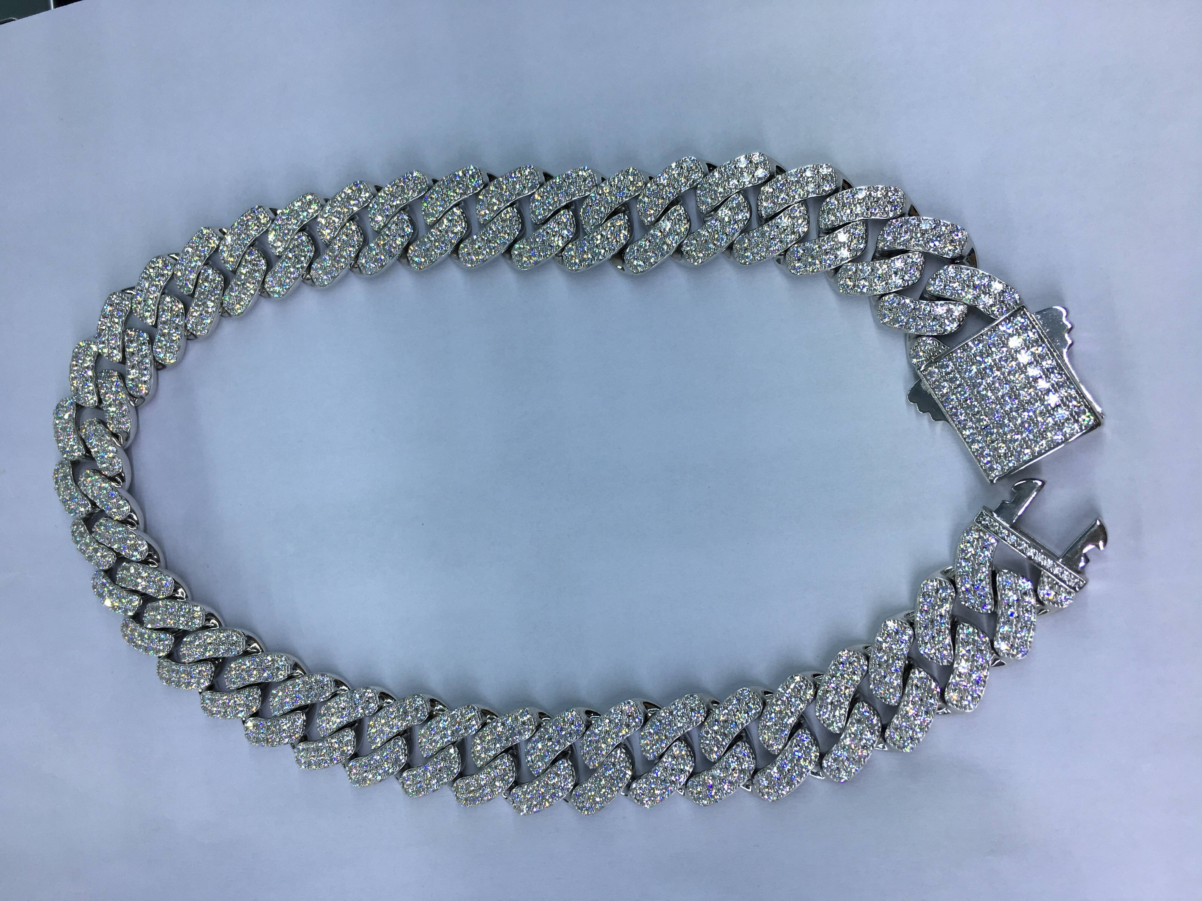 8-20mm 24inches Moissanite Silver Chain Round Cut Moissanite Diamond Test Positive 925 Silver Hip Pop Chain Cuban Chain