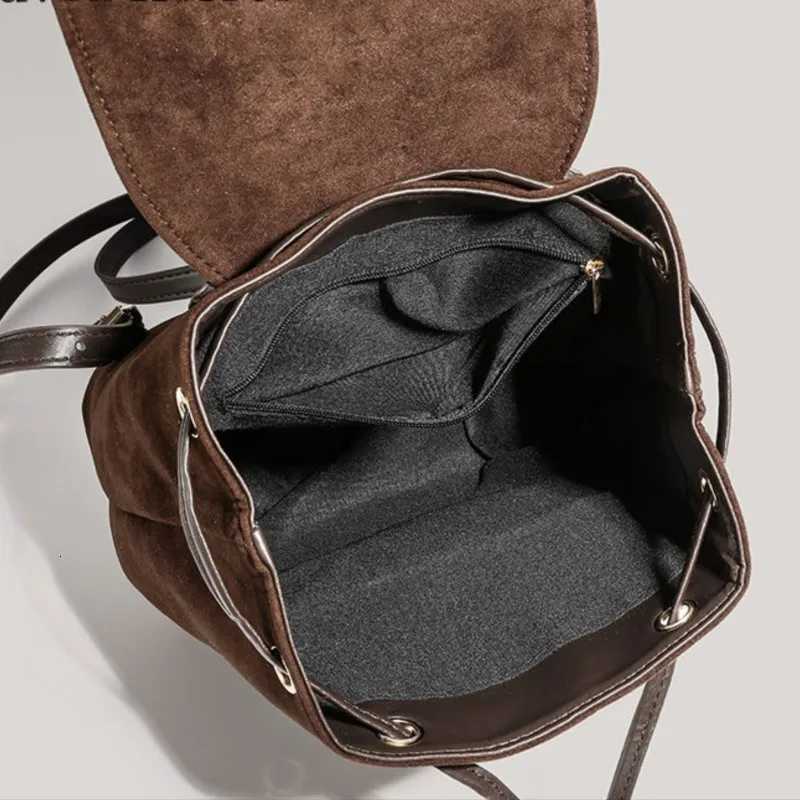 Jiaerdi Hot Girls Brown Mini Backpack Wen New Versatile Suede Chic Y2k Backpacks Fem Vintage Casual Mochila Ahetic Y250724