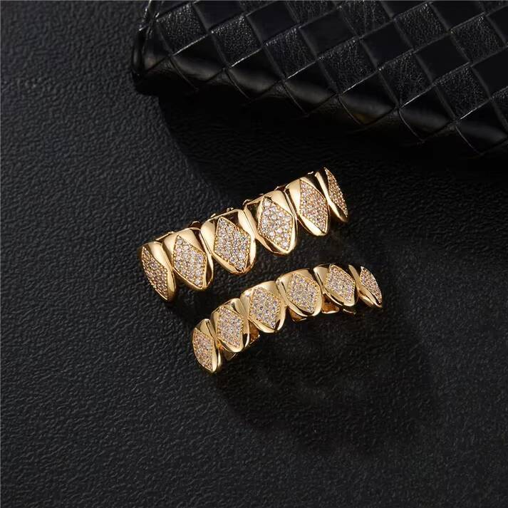 Custom S925 Silver 6top 6bottom Grillz Iced Out VVS Moissanite Round Brilliant Cut Diamond Grillz