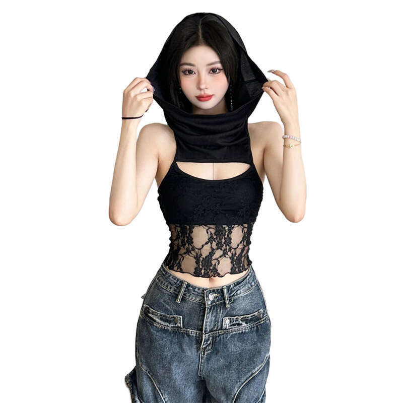 2025 Summer New Style Two-Way Lace Hollow Out Tube Vest Sexy Slimming Versatile Top b7c