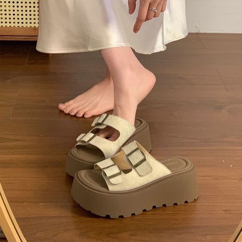 Ddmysports Casual Versatile Platform Sandals Summer New French Lazy Style Height Increasing Open Toe Slippers Outdoor Shoes