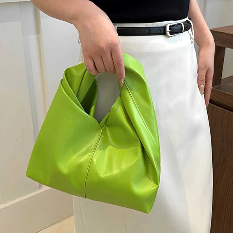 2025 New Handbag Pu Leather Large Capacity Solid Color Pleated Mens Bag Casual Commuting Womens Underarm Bags Y250725