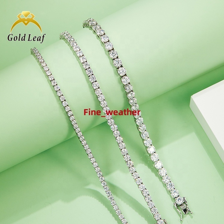 Goldleaf Jewelry 3-5mm Tennis Bracelet D VVS Moissanite Diamond 925 Sterling Silver Hip Hop Moissanite Tennis Chains for Men