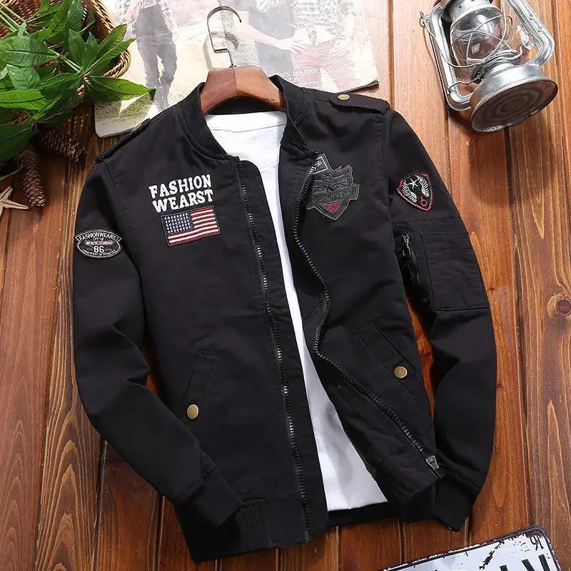 Outdoor Boxing Cargo Jacket Mens High Quality Vintage Embroidered Windbreaker 2024 Autumn Wild Hunting Pure Cotton Warm Coat 250717