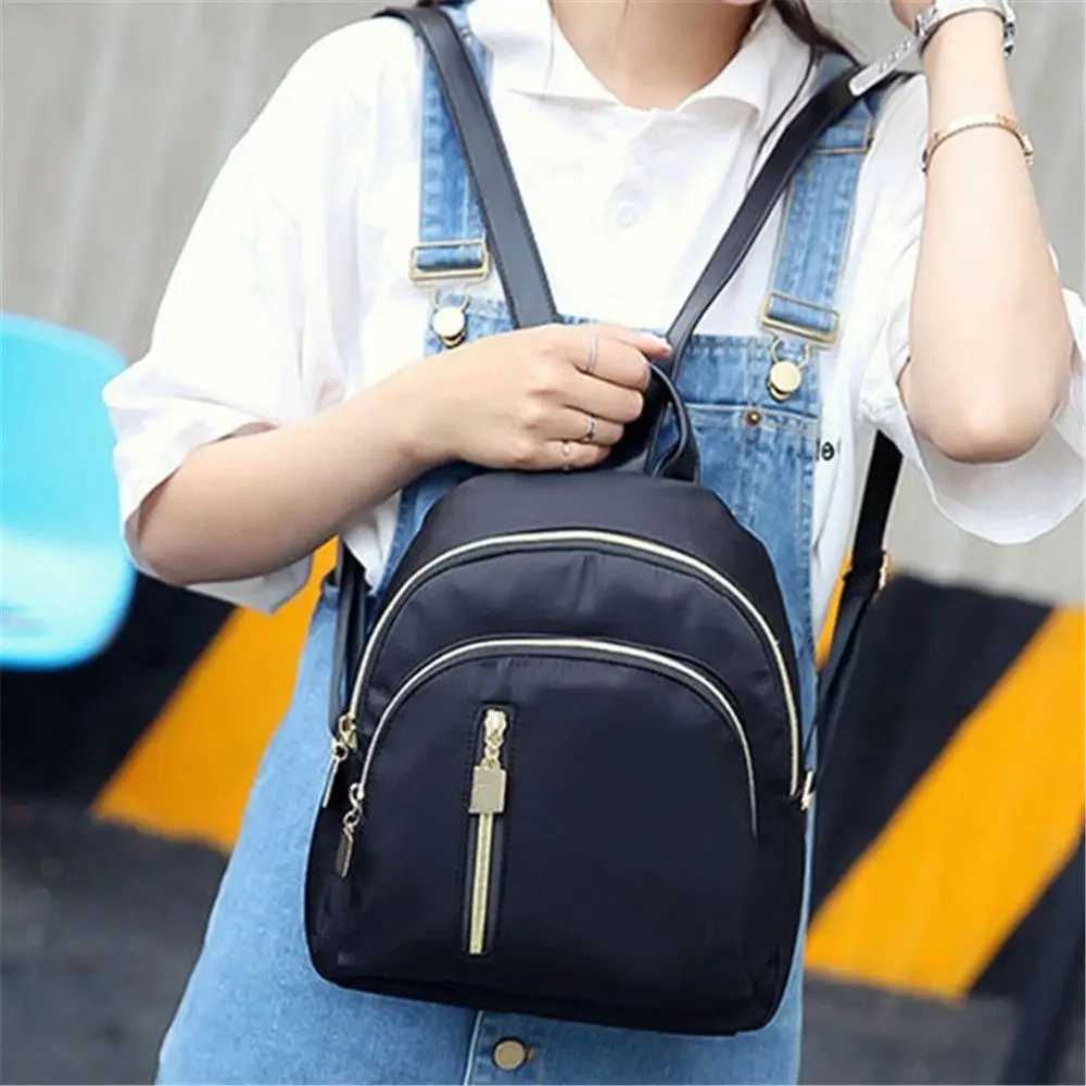 100% Cotton Mini Backpack Fi Girl Oxford Daypack Travel Cute Backpack Shoulder Bag Black Girl Purse Y250724