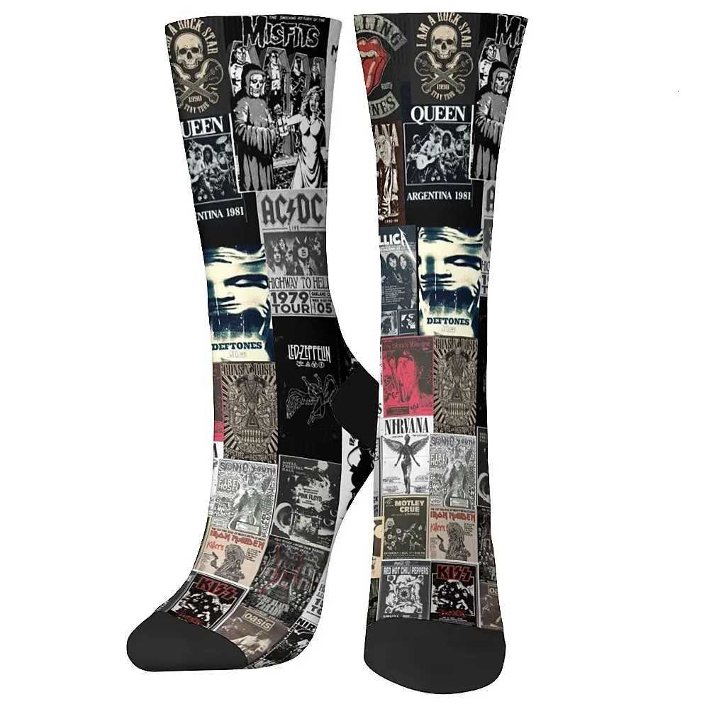 Poster art collage mens fashion socks novelty interesting crew socks comfortable and breathable retro style casual sports. X250725