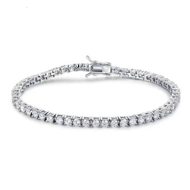 Wholesale Unisex Sterling 925 Silver Hip Hop Tennis Chain Bracelet High-End Iced Moissanite Diamond Custom Design Rapper Style
