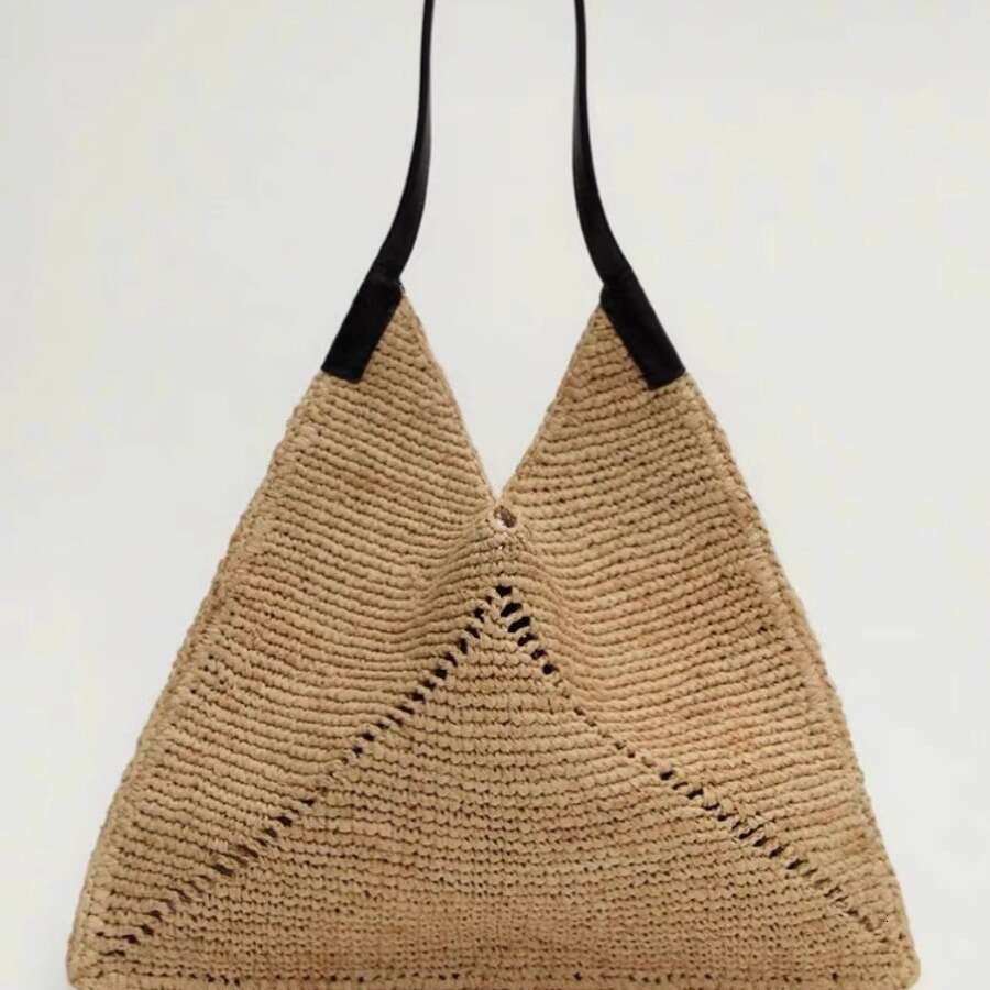 Designer Bag Tote Bag Designer Shoulder 2025 New Trendy Fashion Versatile Straw Tote Triangle Casual Design Shoulder Handbag Bag Trend