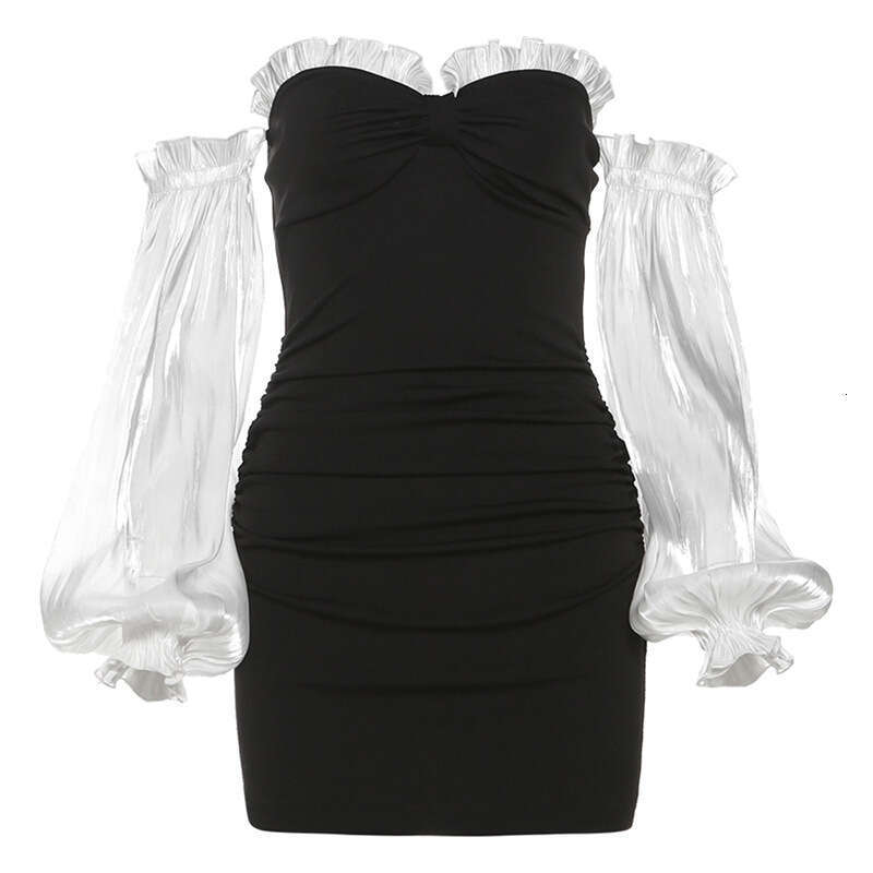 2024 Autumn Winter New Women's Solid Color Slim Fashion Off-Shoulder Long Sleeve Backless Dress 8b2