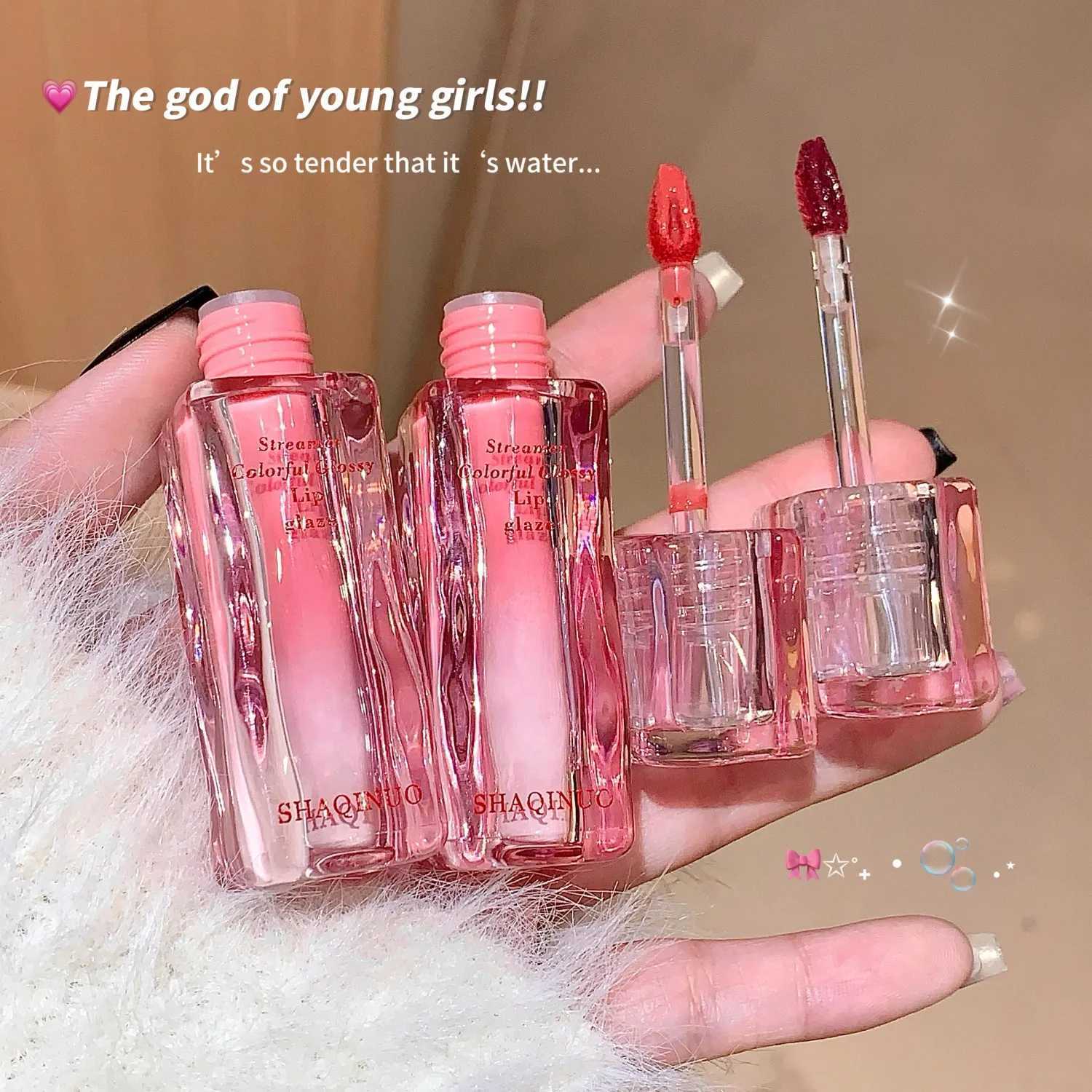 SHAQINUO 6-color mirror doe glass lip flow dazzle color water light lip glaze pure desire feeling white lipstick lip clayXJ250724