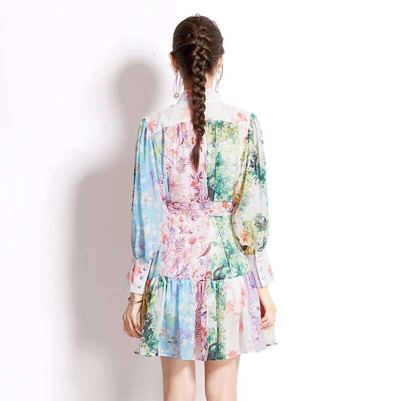 Summer Square Block Print Mini Dress