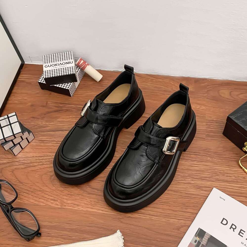 Designer Winter New Small Leather for Women British Style Thick-Soled Height-Increasing Uniform Loafers Women's Shoes