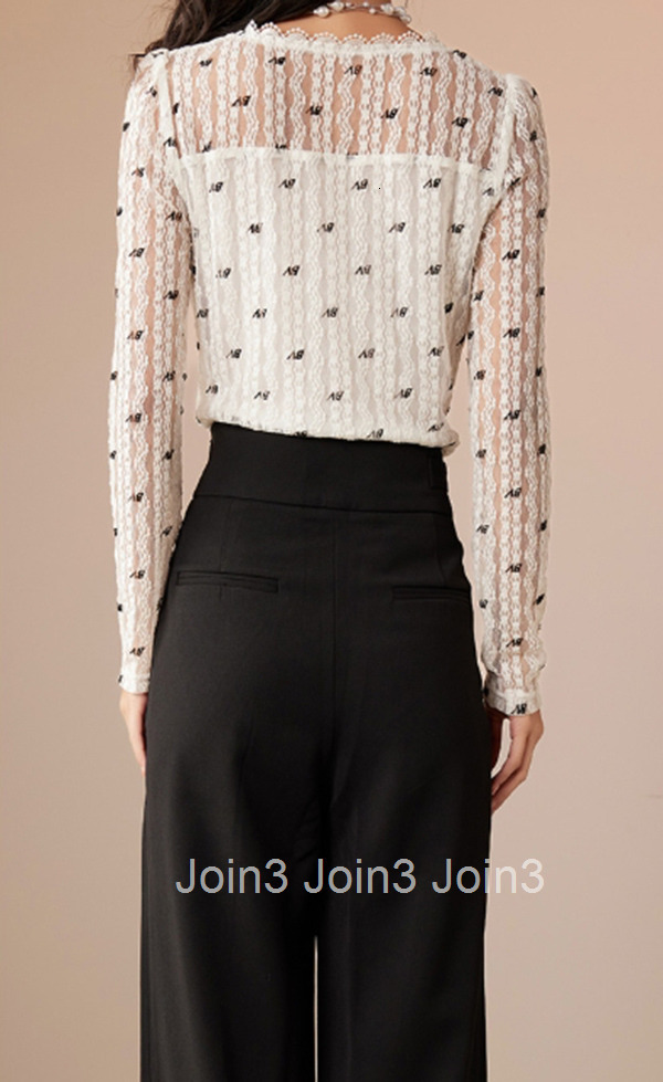 Summer New French Style Elegant Lace Base Shirt Slim Fit Sheer V-neck Top for Women 2680