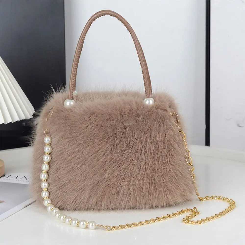 ible Wens Imitati Fox Fur Bag Large Capacity Solid Color Handbag Plush Lightweight Crossbody Bag Shoder Bag Y250725