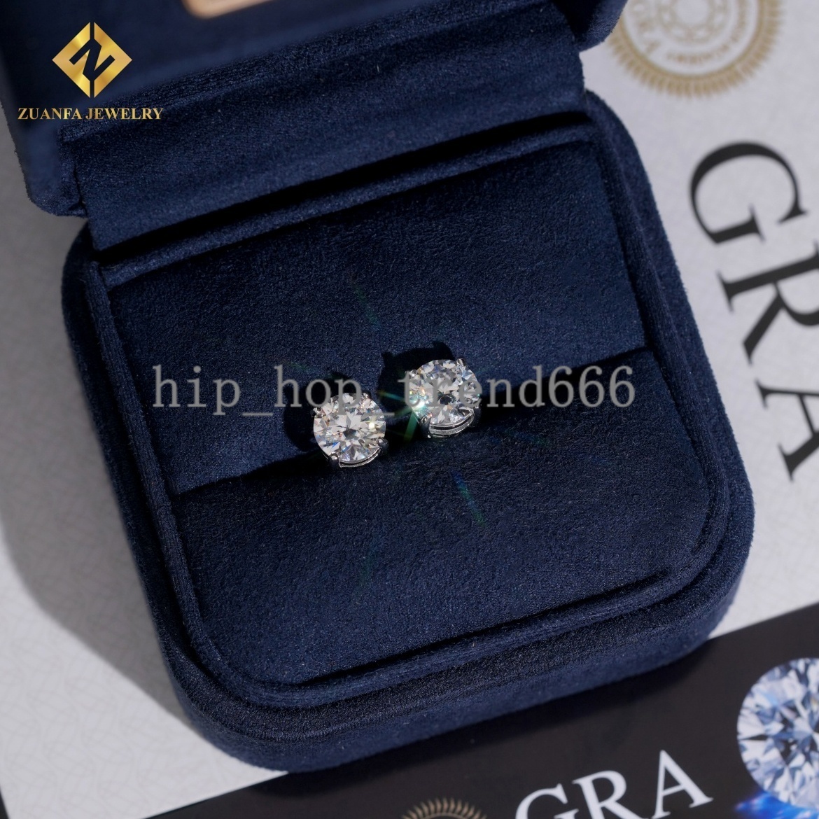 Hip Hop Jewelry Iced Out 7.5mm Screw Back Round Ear Studs Vvs Moissanite Diamond 925 Sterling Silver Earrings