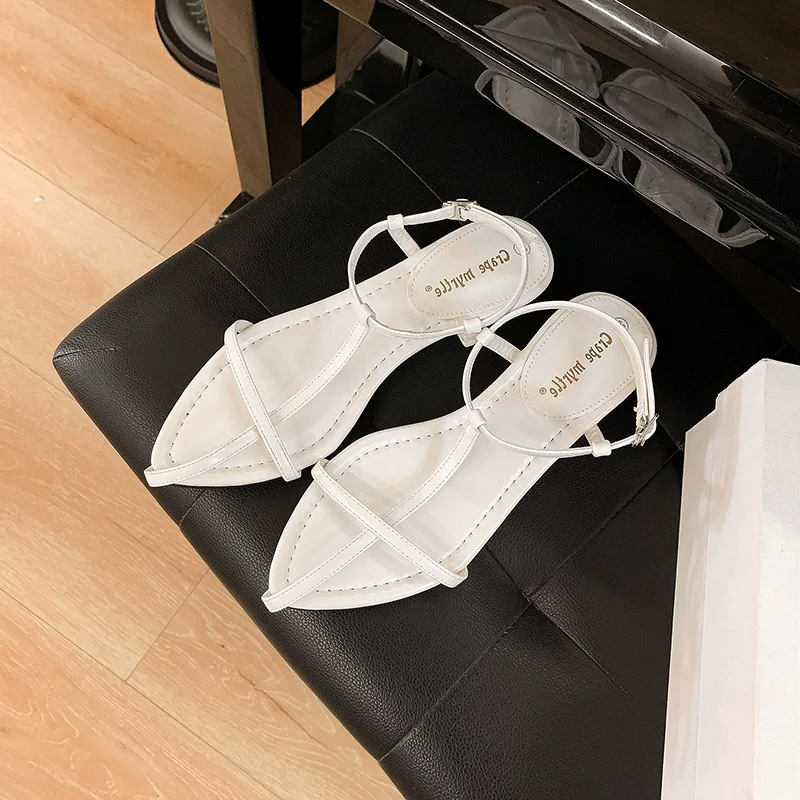 Ddmysports Women S Summer New Outdoor Wedge Flat French Style One Strap Pointed Toe Beach Red Roman Sandals Outdoor Shoes