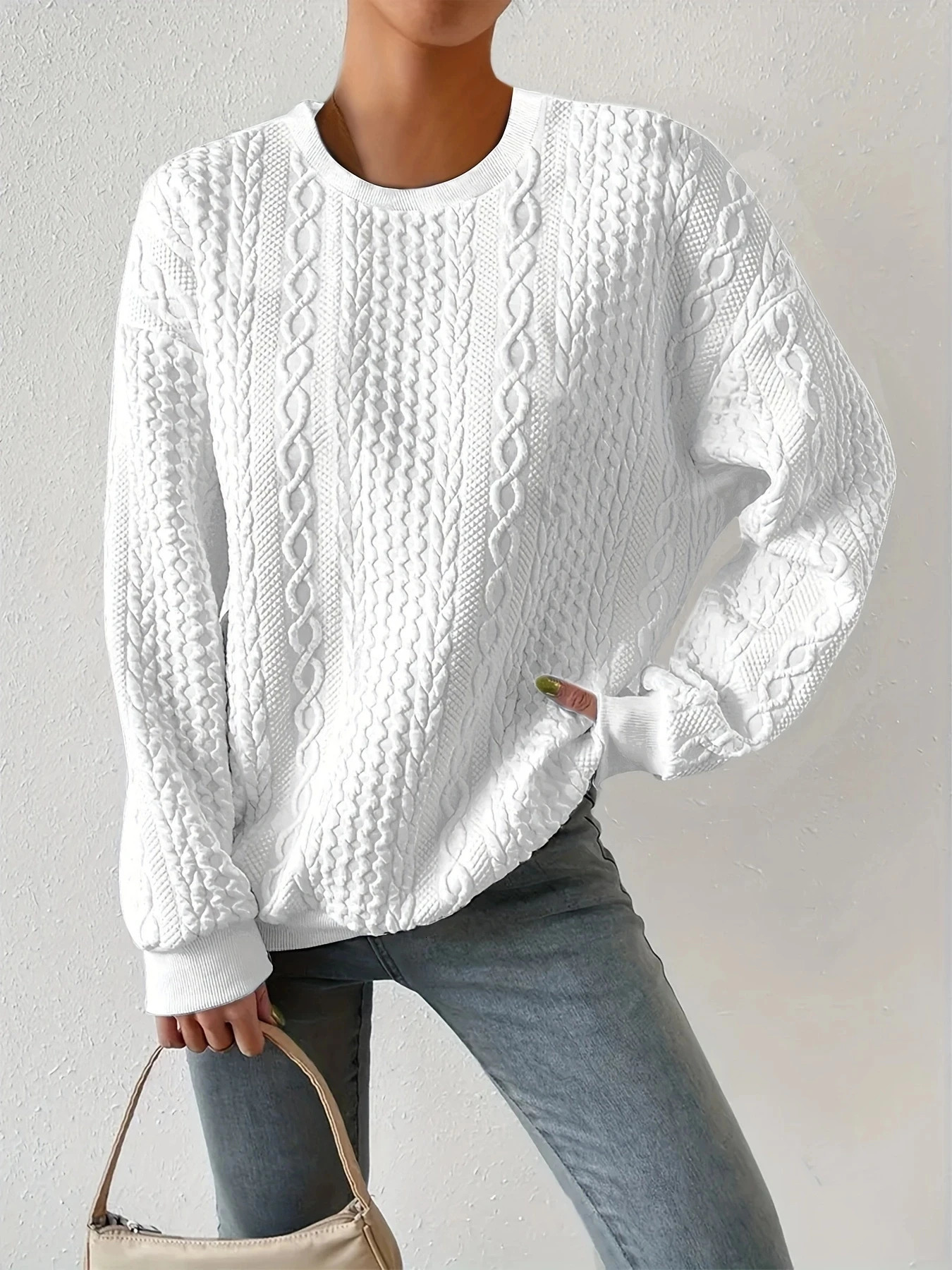 Women Fashion Crew Neck Long Sleeve Sweatshirt 250725