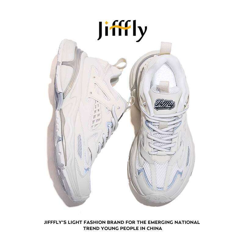 Jiffly Silver Dad Sneakers for Women - Fall/Winter Collection Height-Increasing Casual Shoes