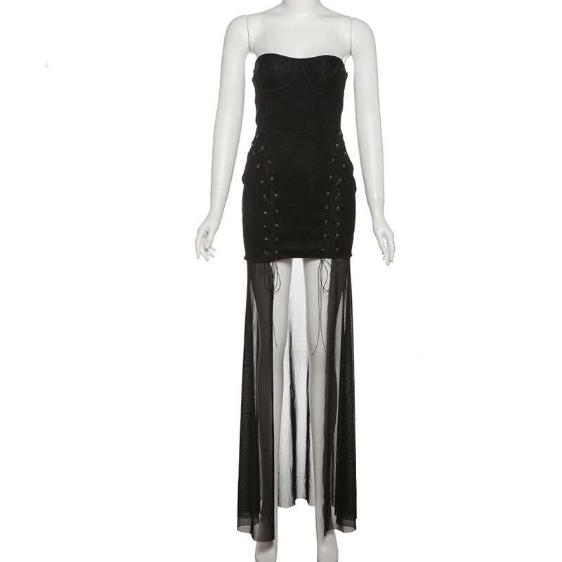 2025 Summer New Sleeveless Backless Off-Shoulder Irregular Sexy Bustier Slim Dress for Women 389