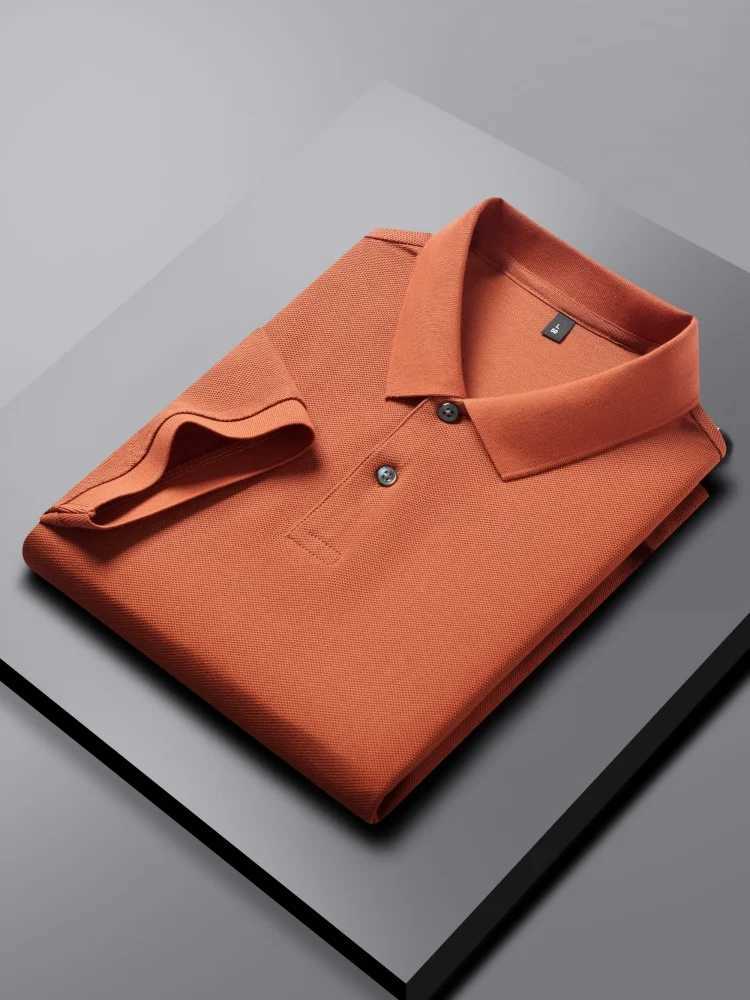 100% pure cotton boutique short-sleeved high-end mens polo shirt summer high-quality solid color tops business casual T-shirt XJ250725