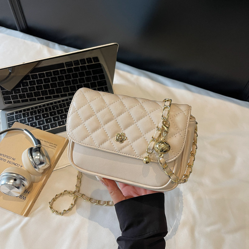 Luxury Brand Designer Bag Camellia Bag For Women 2025 New Quilted Chain Bag Small Gold Ball Crossbody Bag Versatile Niche Single Shoulder Small Square