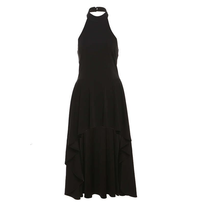 2025 Summer New Fashion Casual Elegant Slim Halter Neck High Waist Sleeveless Backless Dress for Women 88f