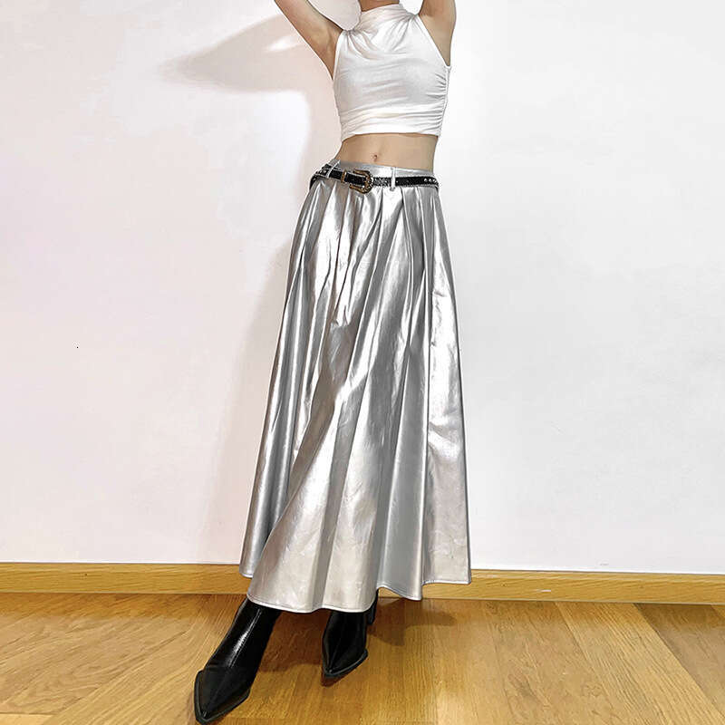 2023 Summer New Women's Solid Color Loose Street Fashion High Waist Slimming Pleated Skirt 7bb