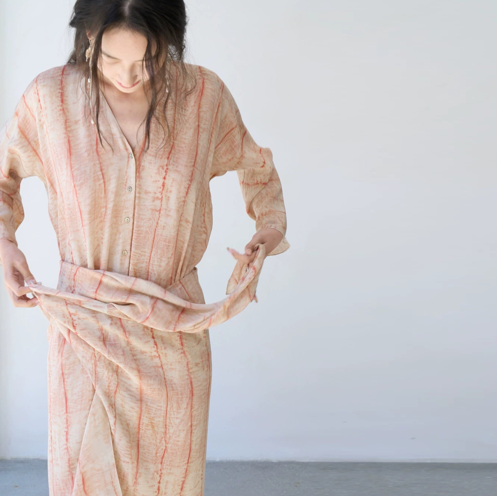 OC 469M80 New SPD Women's Casual Dresses European and American Niche Luxury Dress V-neck Dyed Silk Star River Printing