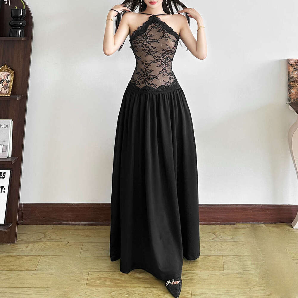 2025 Summer New Style Casual Elegant Patchwork Slim Fit Versatile Long Dress Women's Fashion e72