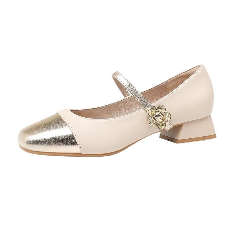 Chunky Heel Elegant Shallow Mouth Versatile Single for Women 2025 New Summer Genuine Soft Leather French Mary Jane Small Size Women's Shoes ddmyt