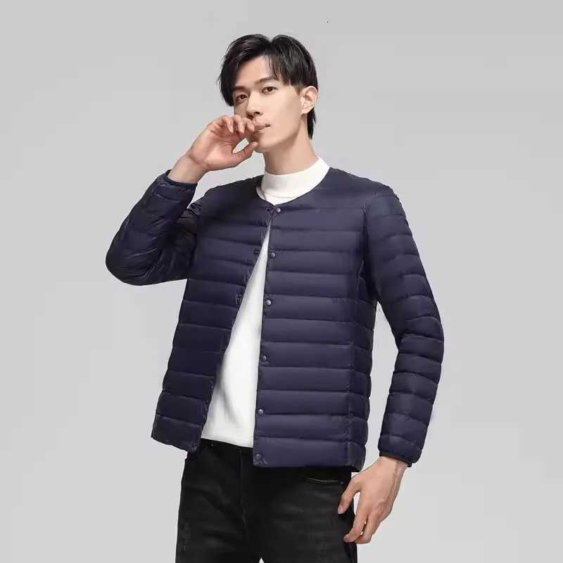 0-10 Men Down Jackets 2024 New Autumn Ultra Light Male Collarless Duck Down Coat Puffy Quilted Lining Outerwear Thin Parkas X250725