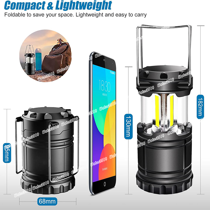 LED Camping Lantern Battery Powered Compact LED Lanterns Suitable Survival Kits For Hurricane Waterproof Portable Emergency Light For Storm Outages Bl