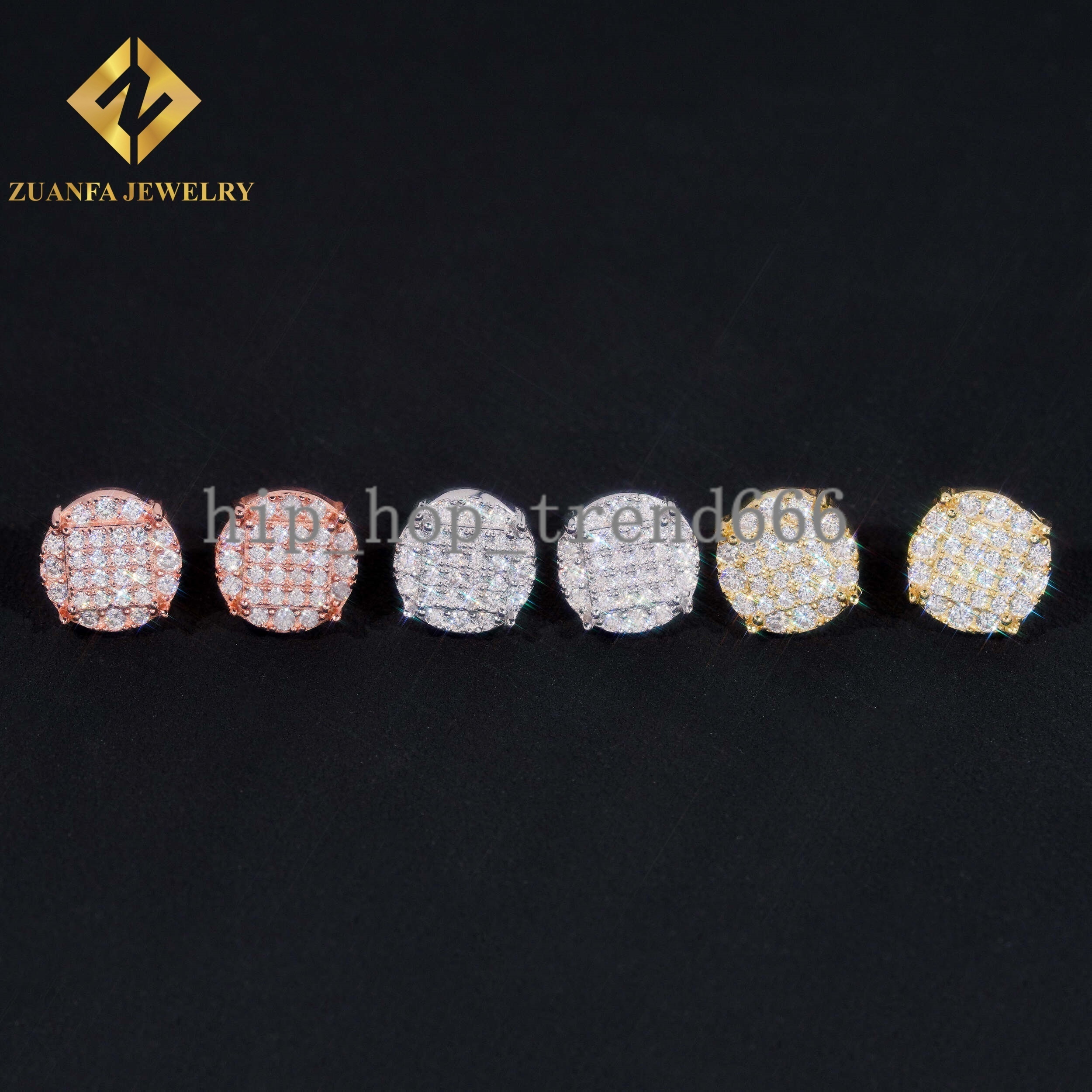 GRA Pass Diamond Tester Round Shape Stud Earrings VVS Moissanite 925 Silver Stud Earrings Hip Hop Jewelry Unisex