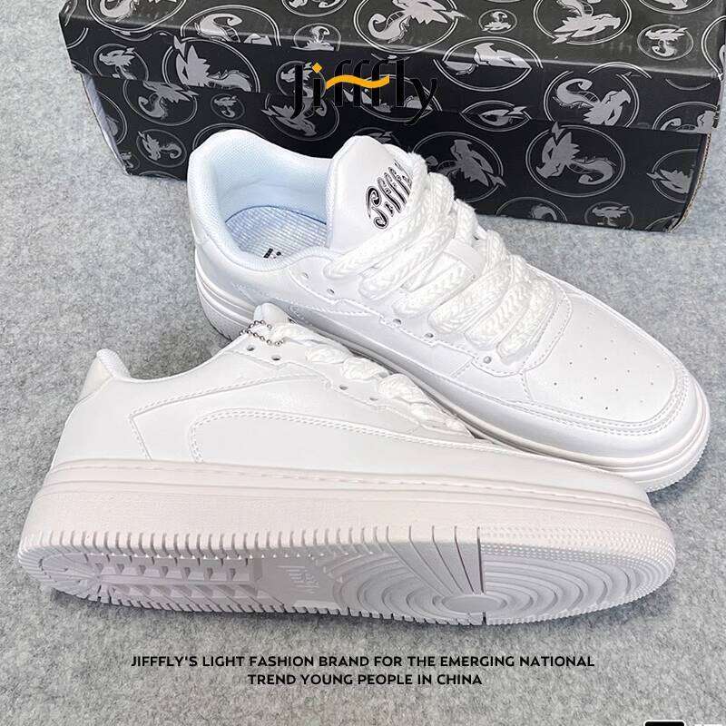 Jifffly White Versatile Couple Style Loafers Women Height Increasing Casual Shoes Panda Breathable Sneakers Men Trendy Brand