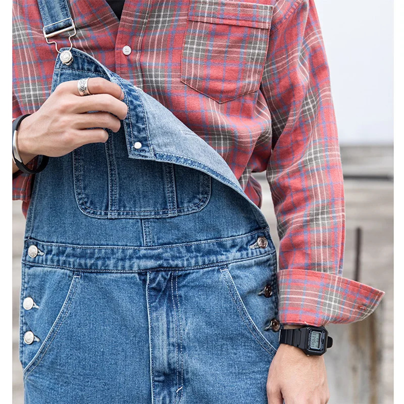 Mens Plus Size Denim Bib Overalls Classic Big Pocket Cargo Jeans Loose Working Coveralls Suspenders Jumpsuits Dark Light Blue 250725