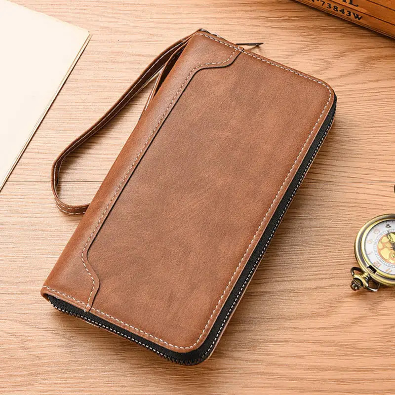 Vintage Mens Clutch Bags RFID Genuine Crazy Horse Leather Handbag Male Long Money Wallets Phone Pouch Man Clutch Coin Purse 250723