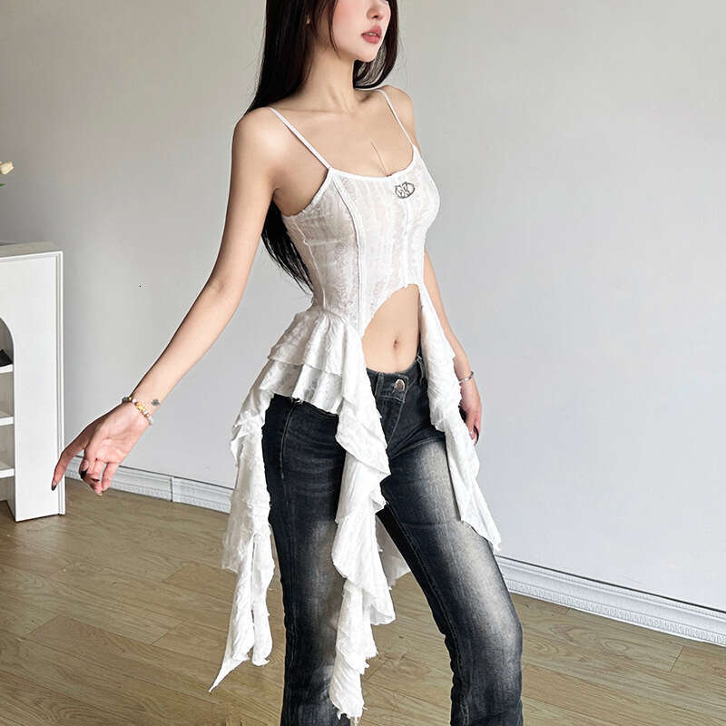 2024 Summer New Women's Solid Color Slim Fit Street Fashion Sexy Backless Tank Top 826