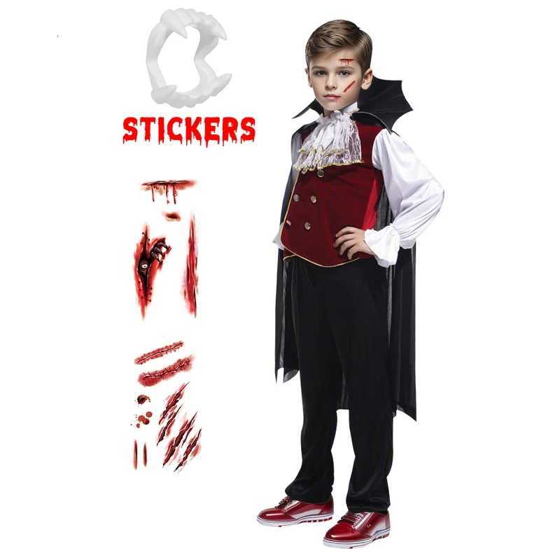 Boys Halloween Vampire Cosplay Costume for Kids Carnival Par Dress up Outfit Children Role Play Costumes with False Teeth Z250725