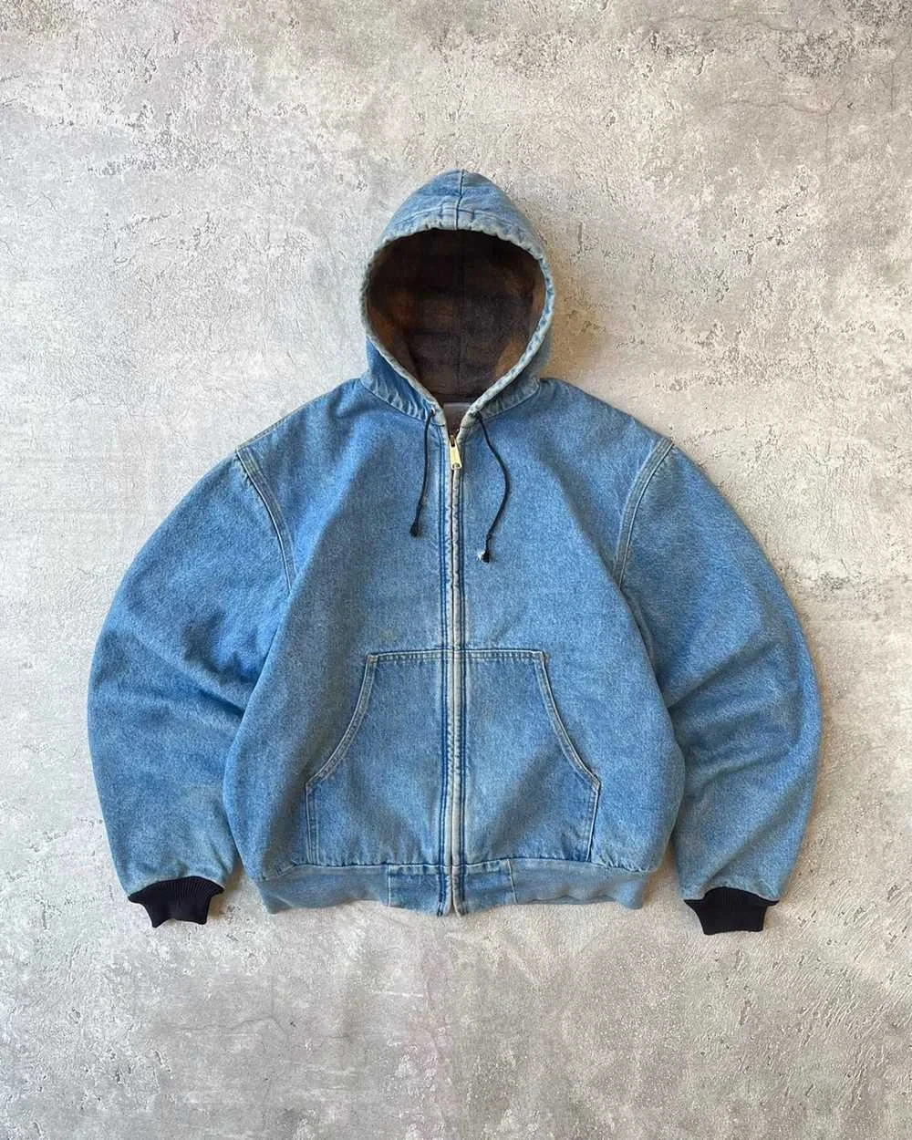 American Retro Washed Old Zip Up Hoodie Men Women Punk Street Style Denim Canvas Jacket Harajuku Loose Casual Workwear Coat Y2k 250723
