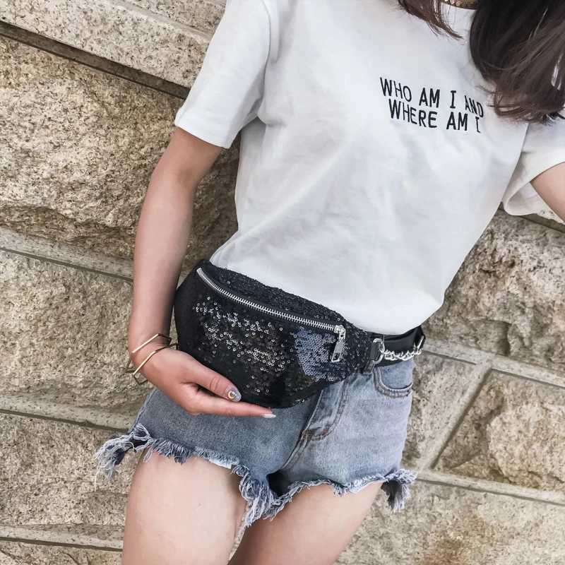 2022 New Wen Sequin Fanny Pack Women Waist Bag Ch Pouch Shoulder Bag Glitter Bum Belts Bags Waist Packs Y250724