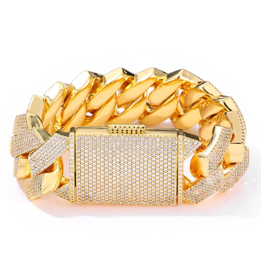 S925 Silver Moissanite Rhombus Cuban Chain Bracelet Fine Chain Link Jewelry