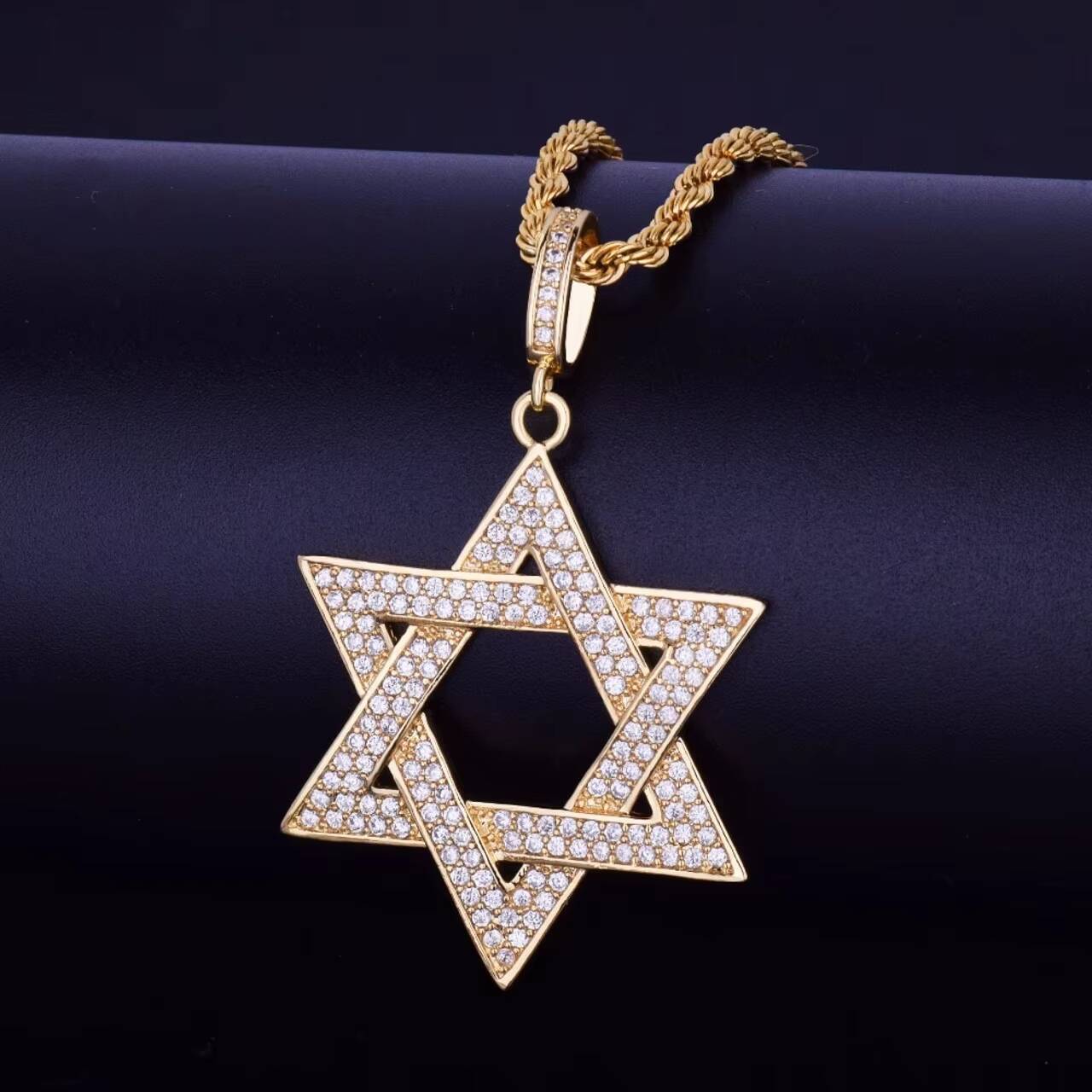 Stylish 18K Gold .925 Silver Hip Hop Six-Point Star David Pendant Necklace Moissanite Jewelry Pendants Charms