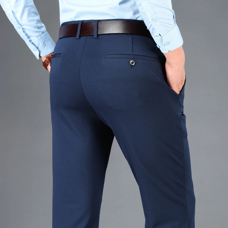 Mens Business Casual Pants Spring Summer Elastic Trousers Office Suit Quick Dry Formal Breathable Comfortable 250725